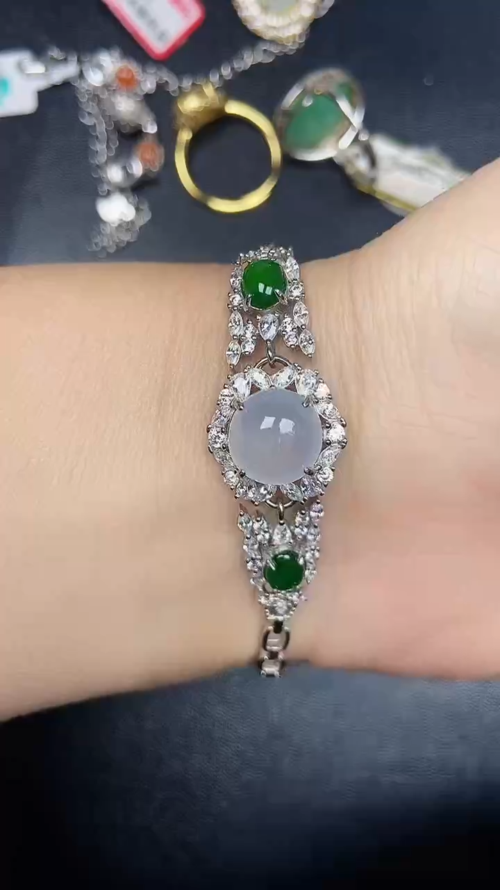 银S925镶嵌戒指翡翠3290