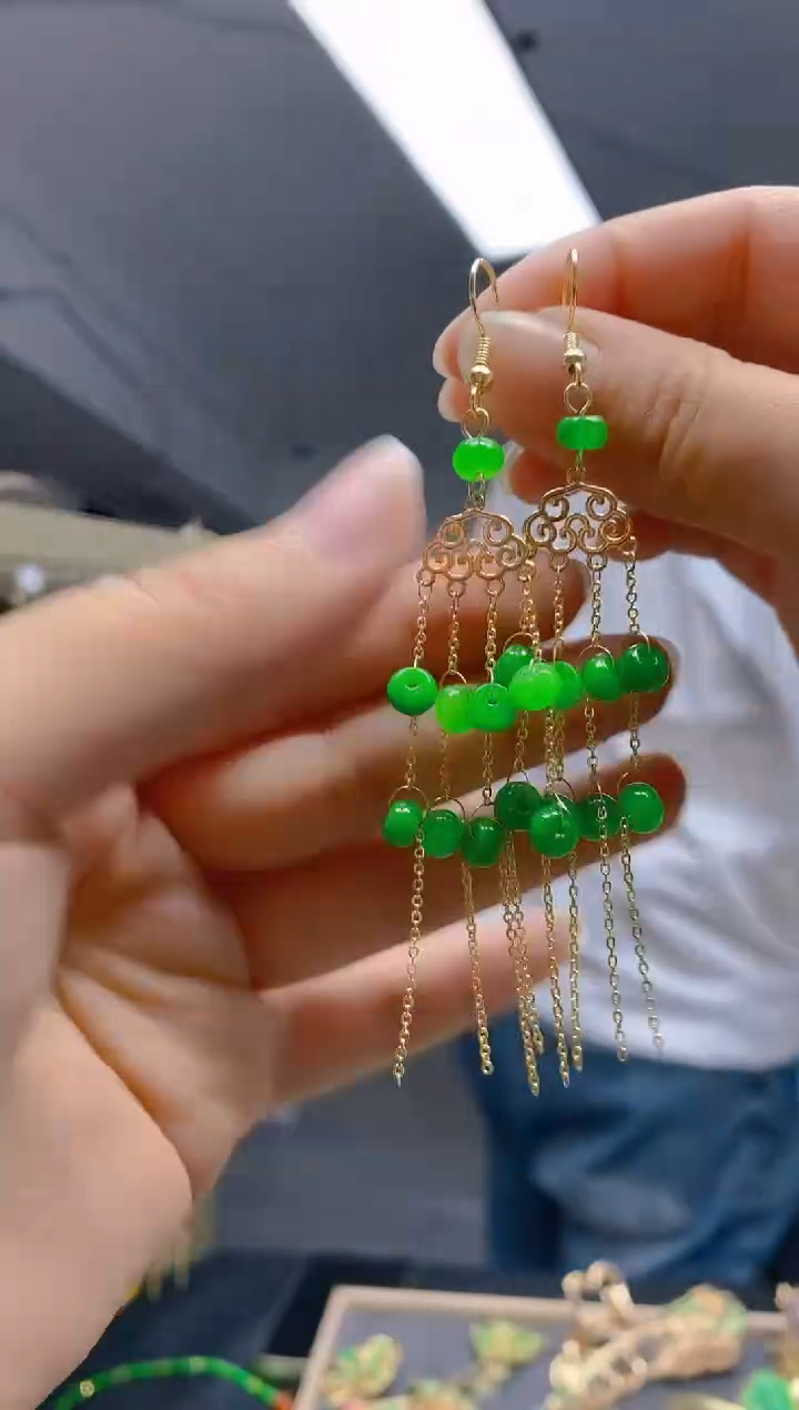 翡翠合金耳饰0383翡翠耳钩