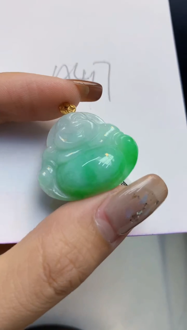 颈饰18K金镶嵌翡翠天然A货翡翠百元以上9元证书费自理