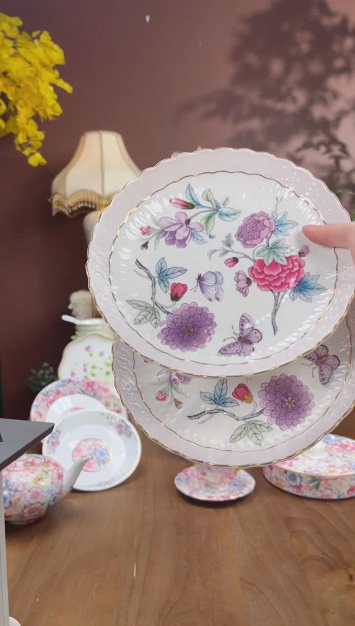 【闪购商品】瓦当蝶恋花8英寸深盘2个