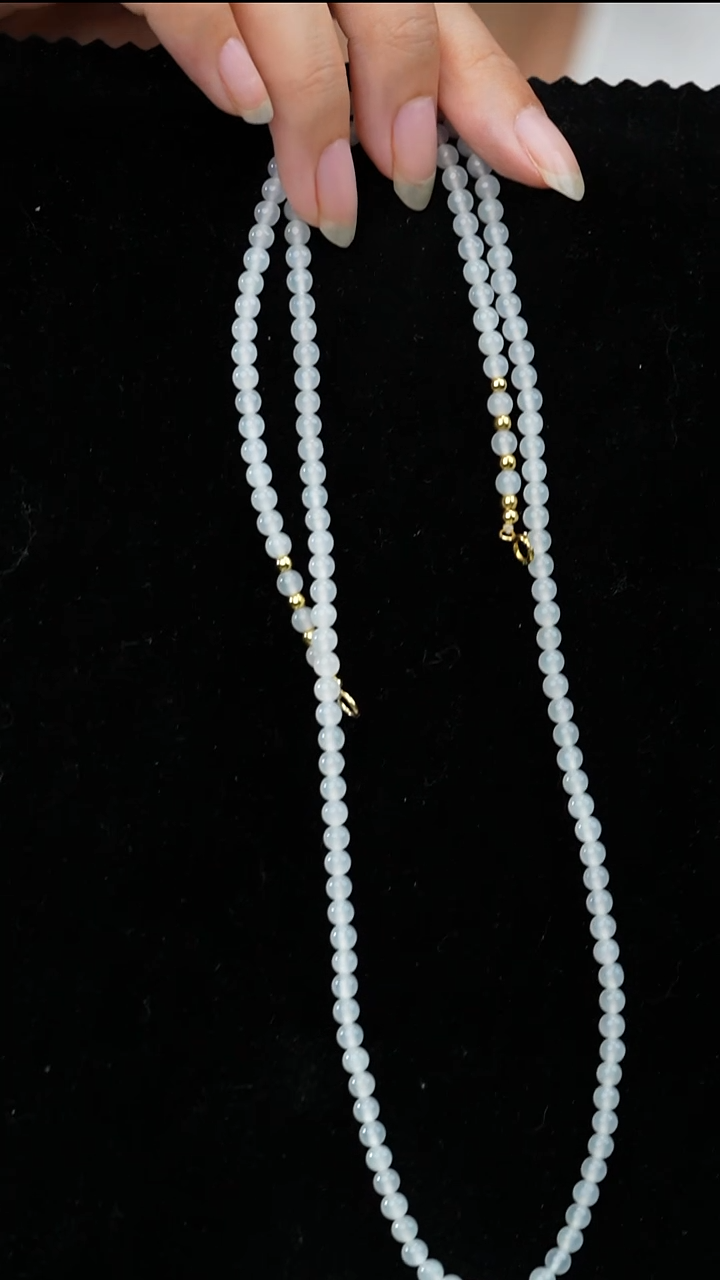 和田玉未镶嵌颈饰11-腾春珠宝-和田玉白玉素串-4mm,148颗