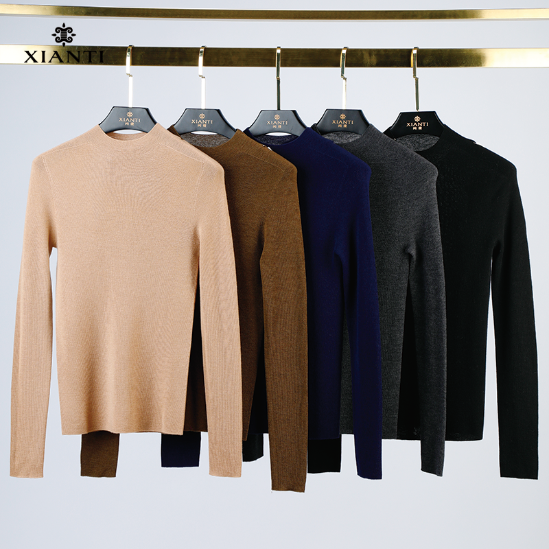 120支四平加密秋冬无缝女款半高领长袖羊毛针织打底衫 XT-2109021