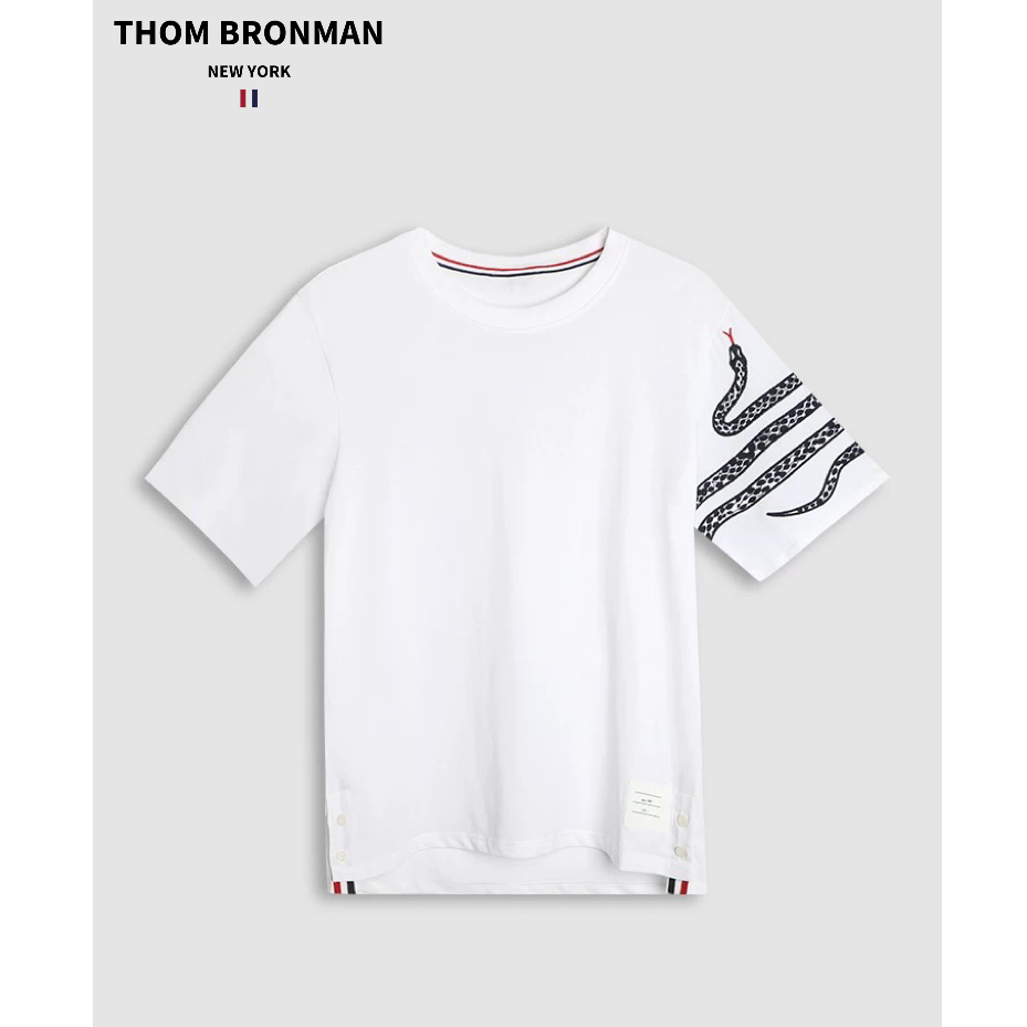 TB【官方正品】THOM BRONMAN汤姆布郎蛇形刺绣圆领短袖T恤男士舒适