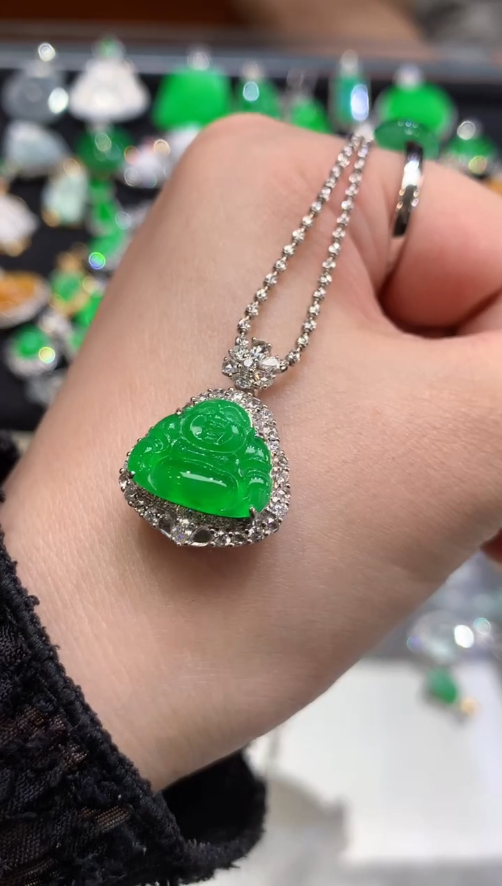 翡翠18K金镶嵌吊坠(不含链)A311|28000