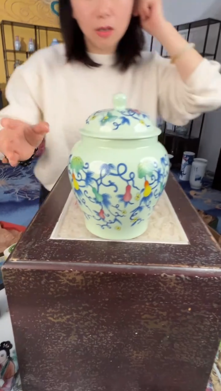 摆件瓷景德镇瓷器将军罐
