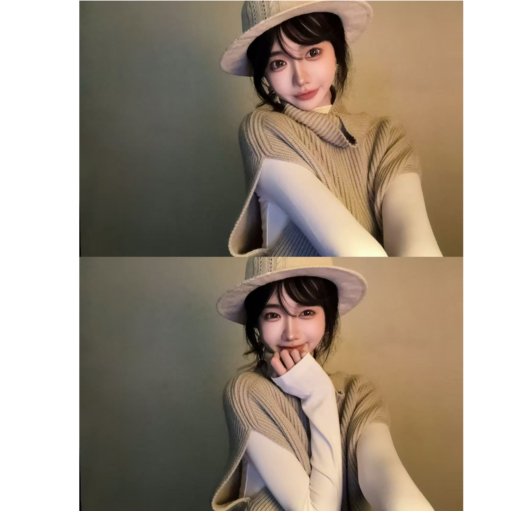 『GTYU』32%绵羊毛 百搭外穿高领毛针织马甲背心   6083