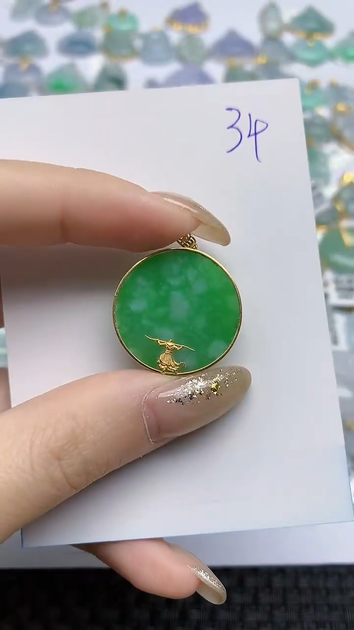 【闪购商品】翡翠颈饰18K金镶嵌天然翡翠A货