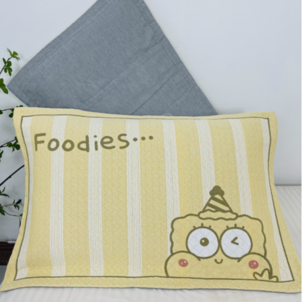 黄色海绵纯棉轻奢枕套