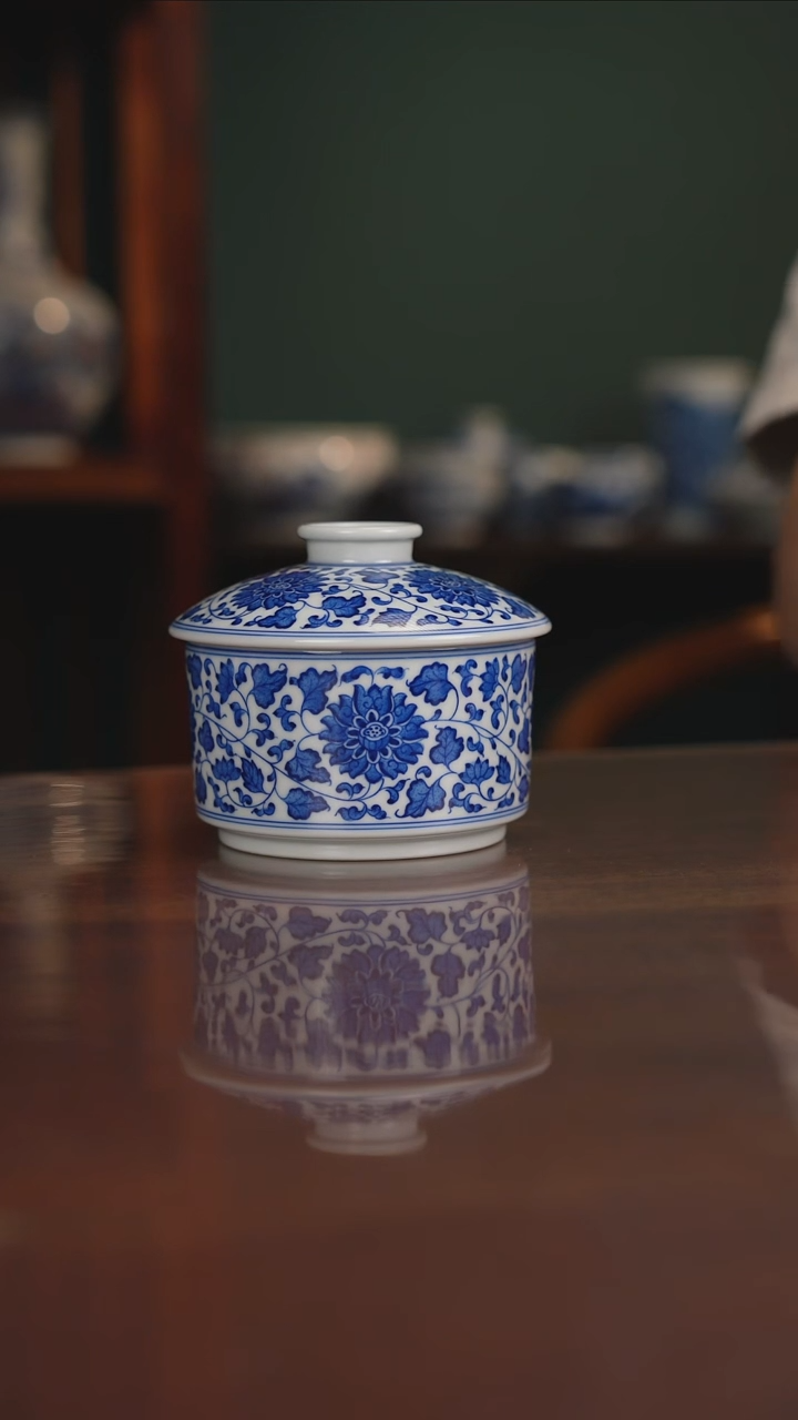 晓月柴窑 缠枝茶叶罐