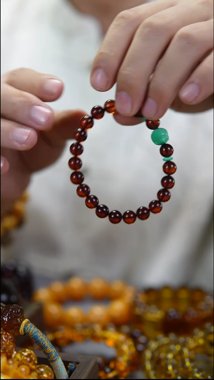 手串琥珀未镶嵌8mm天然缅甸血珀手串