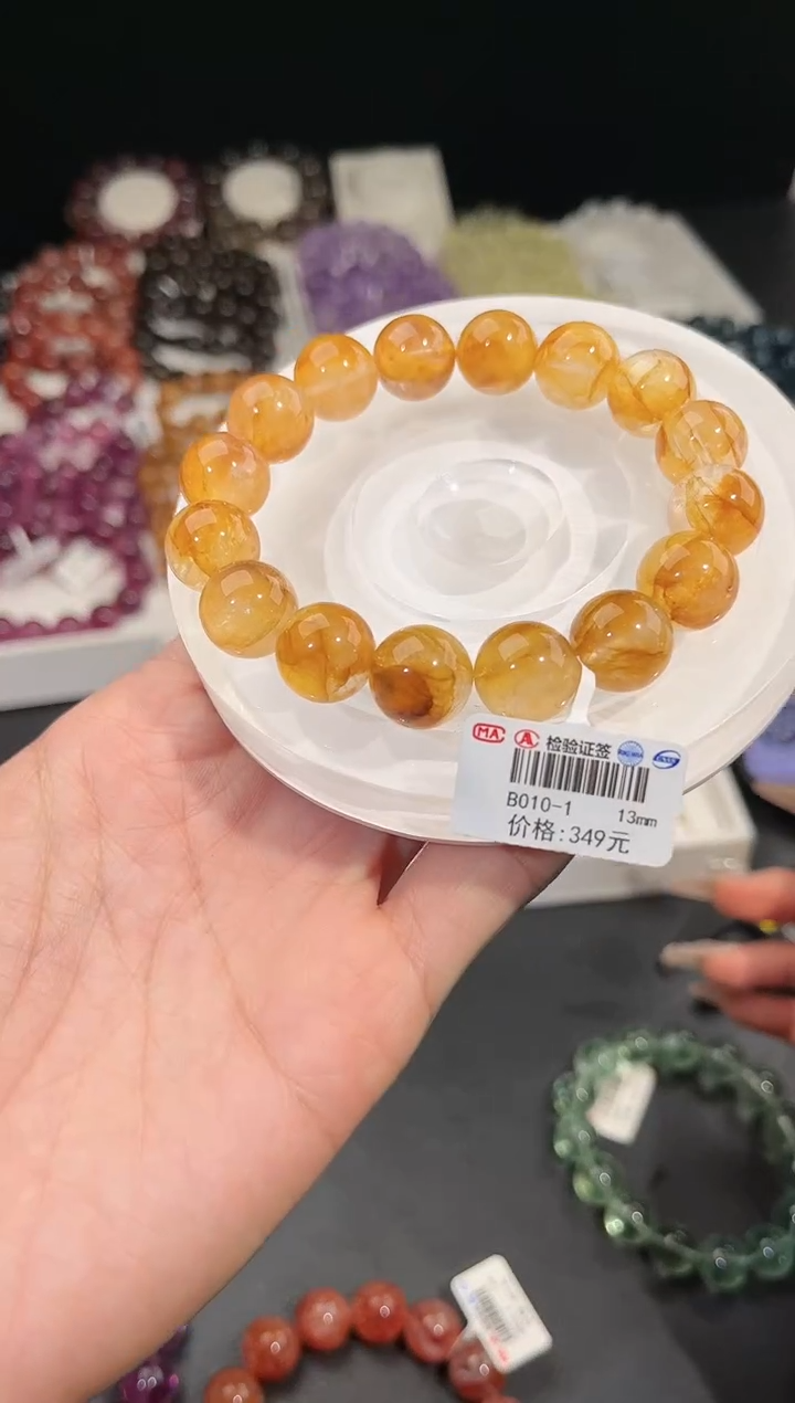 【闪购商品】水晶手链未镶嵌多样性发一黄胶花13mm