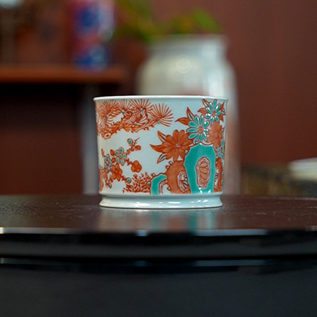 12.27/M47C25/青釉矾红直筒杯