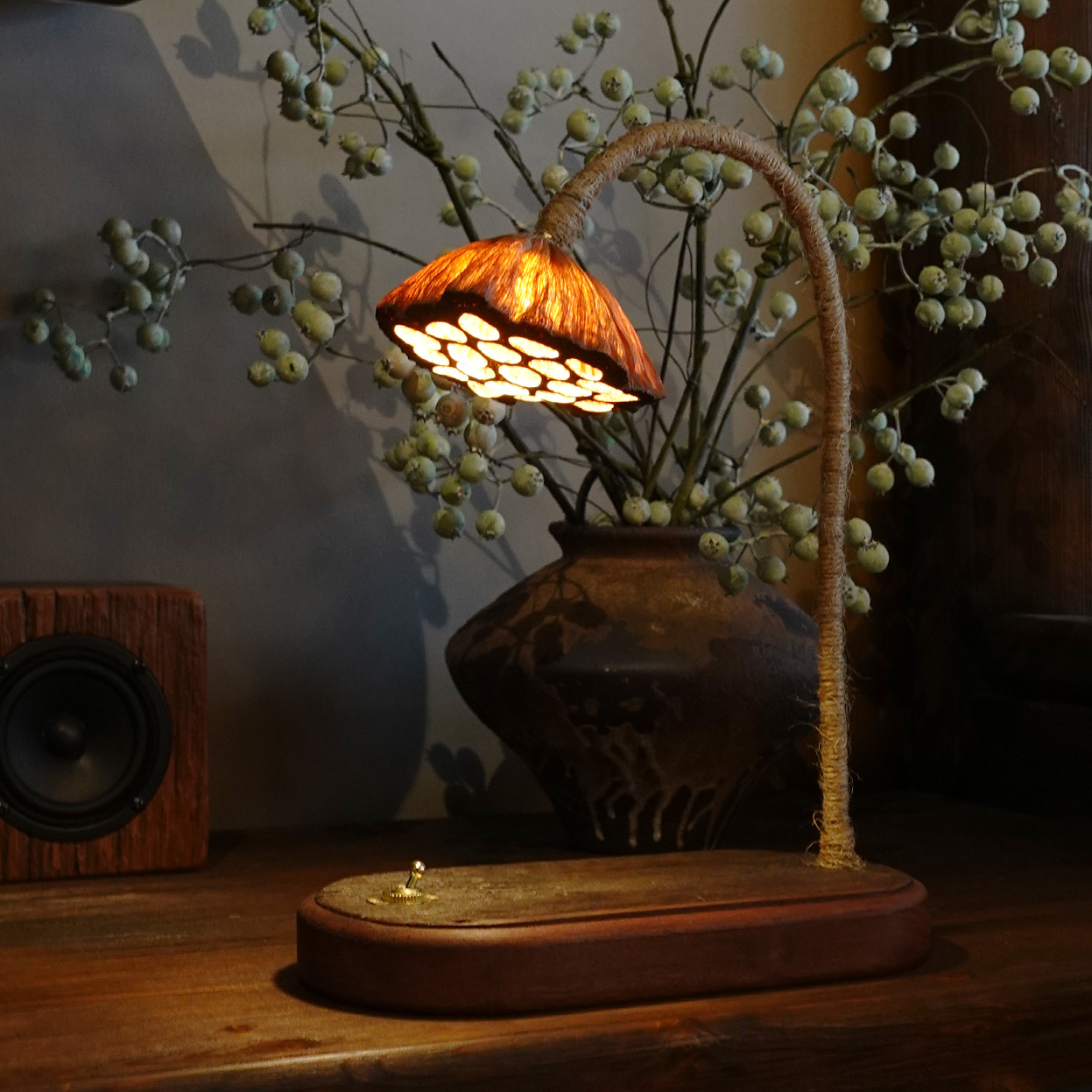 手工侘寂风复古莲蓬灯 咖啡馆茶空间年货礼物 新中式氛围灯