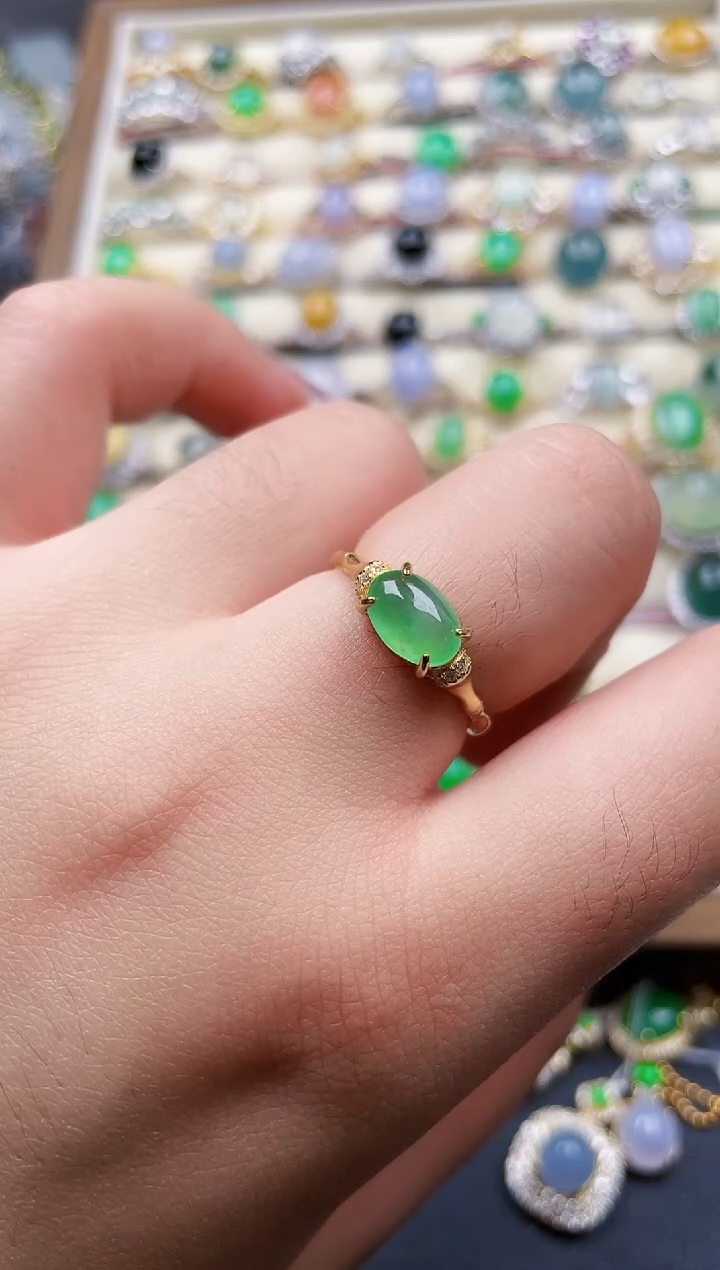 银S925镶嵌戒指翡翠221