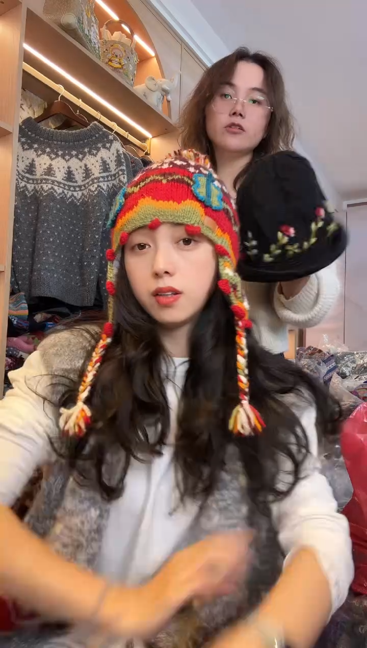 羊毛美利奴叠叠福气护耳帽