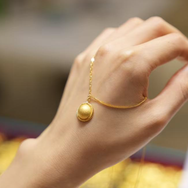 【巧玲专属】足金999磨砂金珠项链 经典时尚百搭 5.25