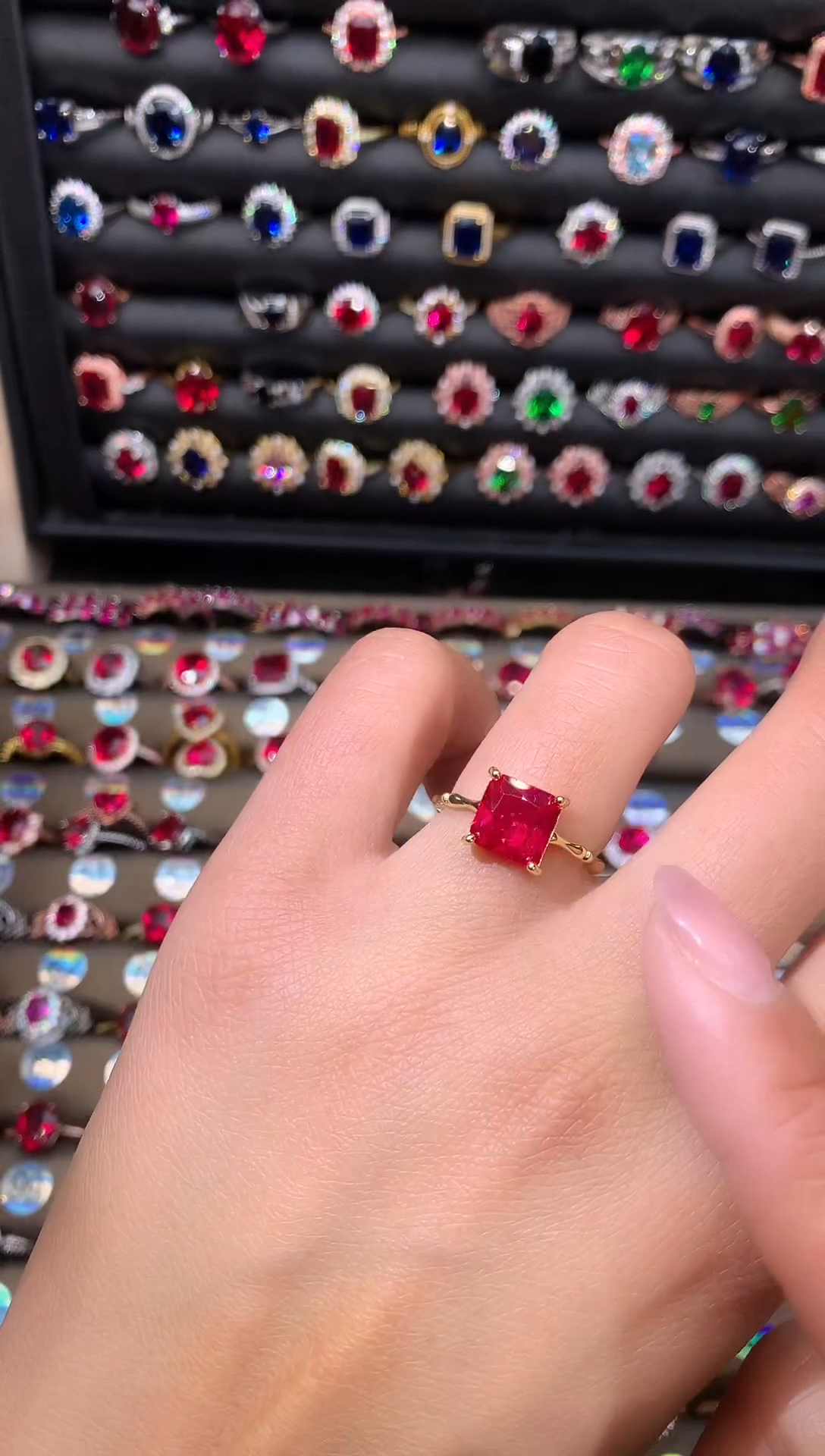 【闪购商品】红宝石戒指银S925镶嵌金