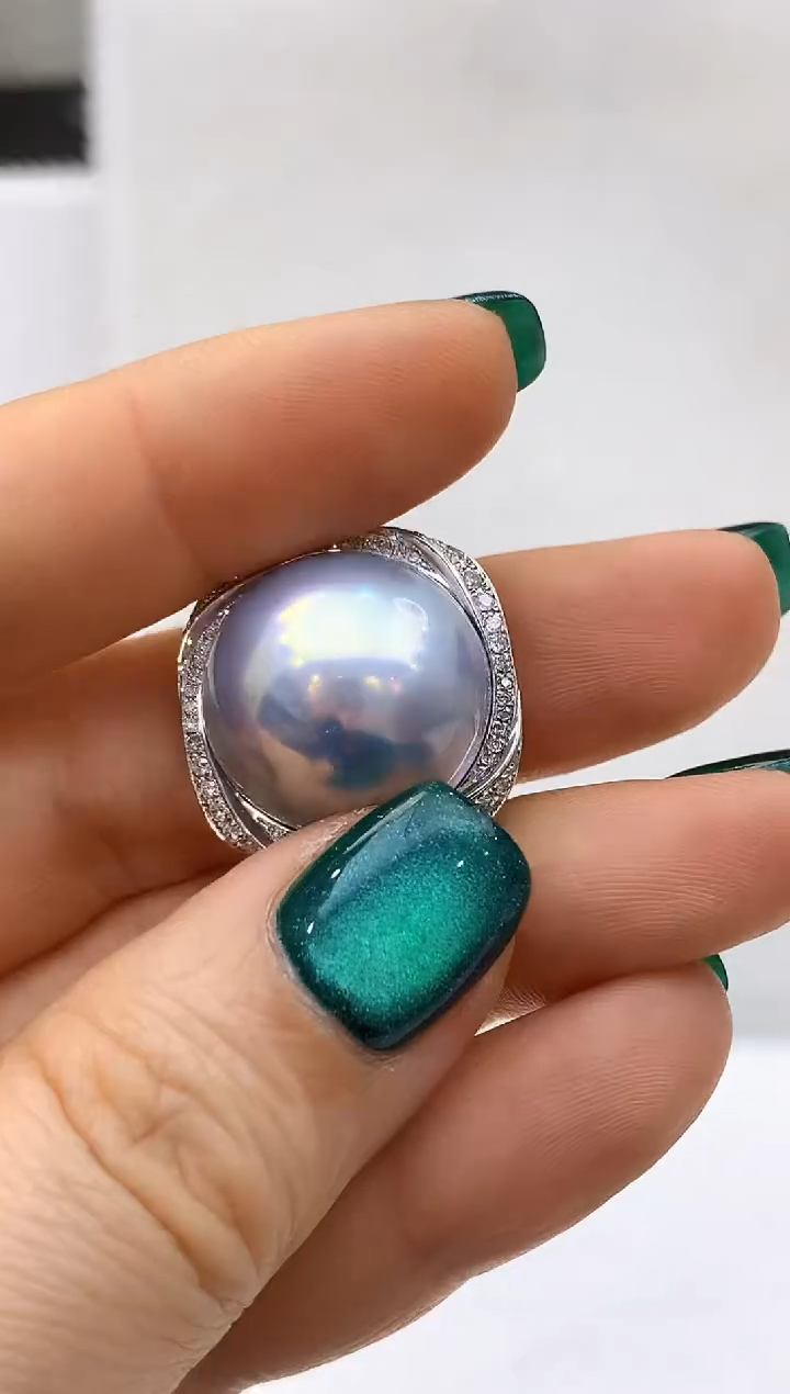 【闪购商品】拼合珍珠（马贝珠）吊坠铂Pt950镶嵌146 18-19mm