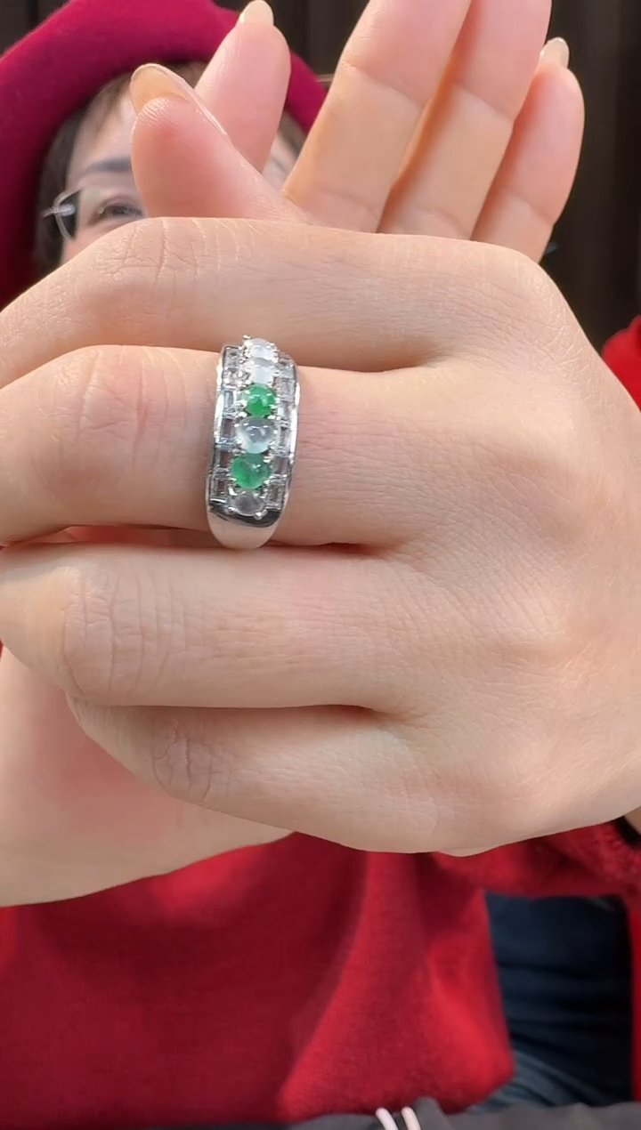 【闪购商品】翡翠戒指银S925镶嵌戒指