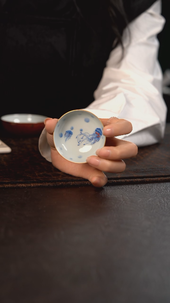 【闪购商品】杯聚澜堂红金花小水母普洱杯