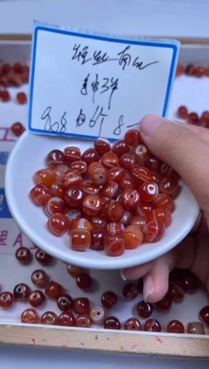 未镶嵌散珠南红玛瑙E989 南红 缠 丝玛瑙老型8*9mm6个8元