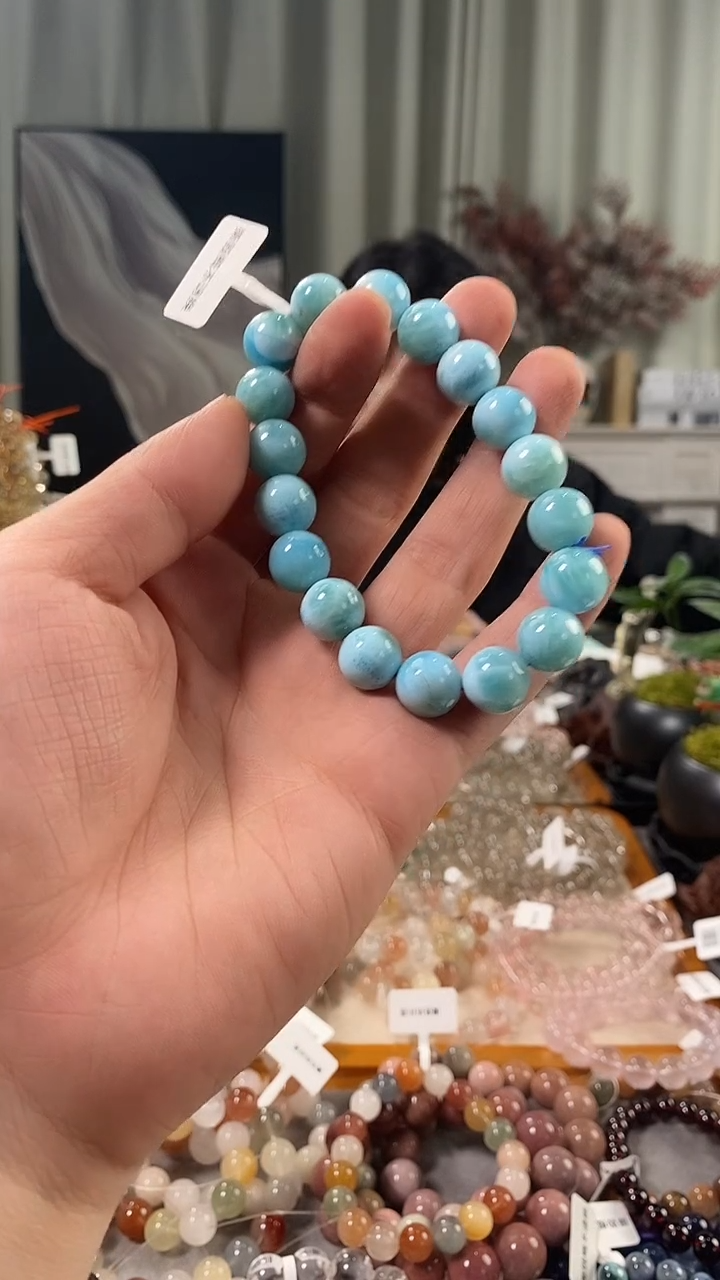 未镶嵌针钠钙石（海纹石）手链海文石