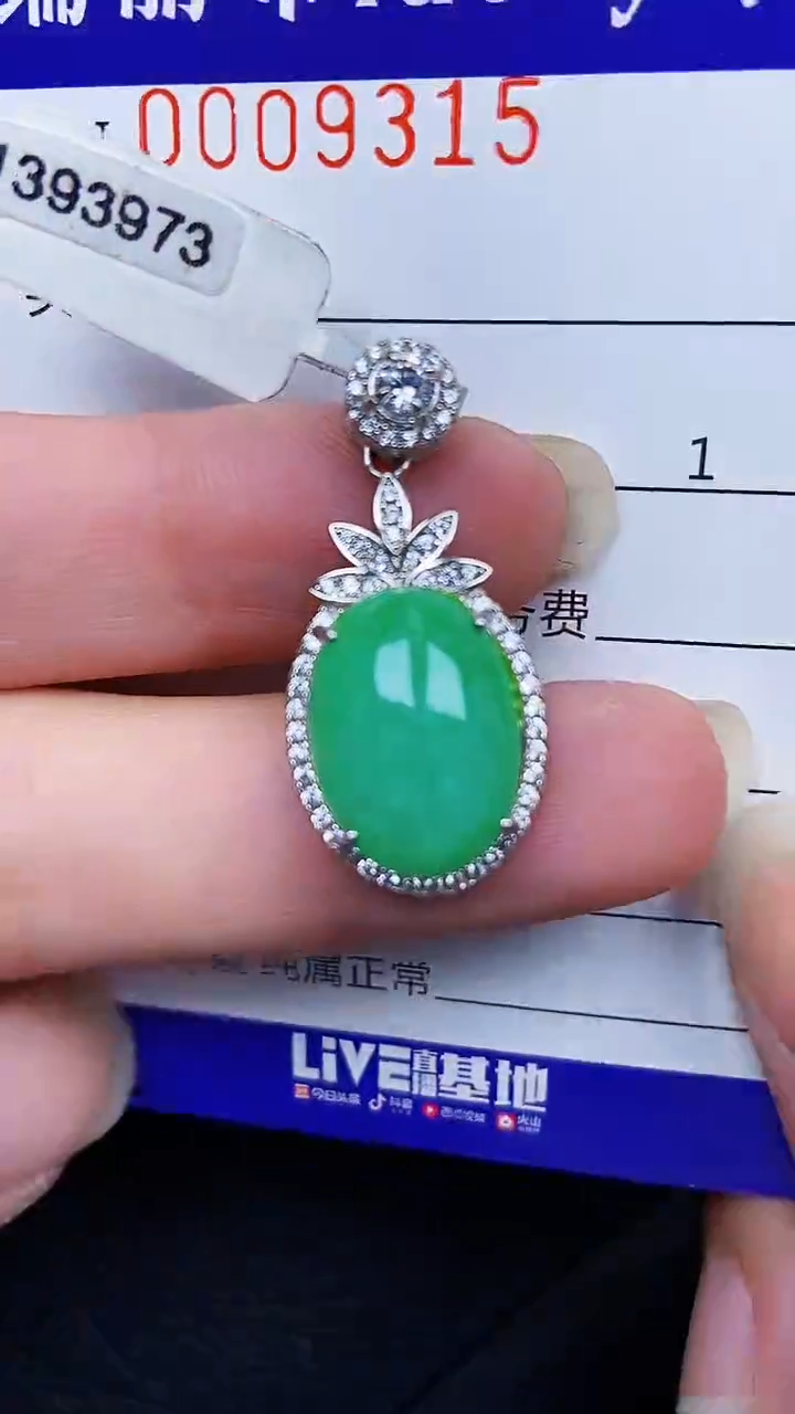颈饰银S925镶嵌翡翠9315