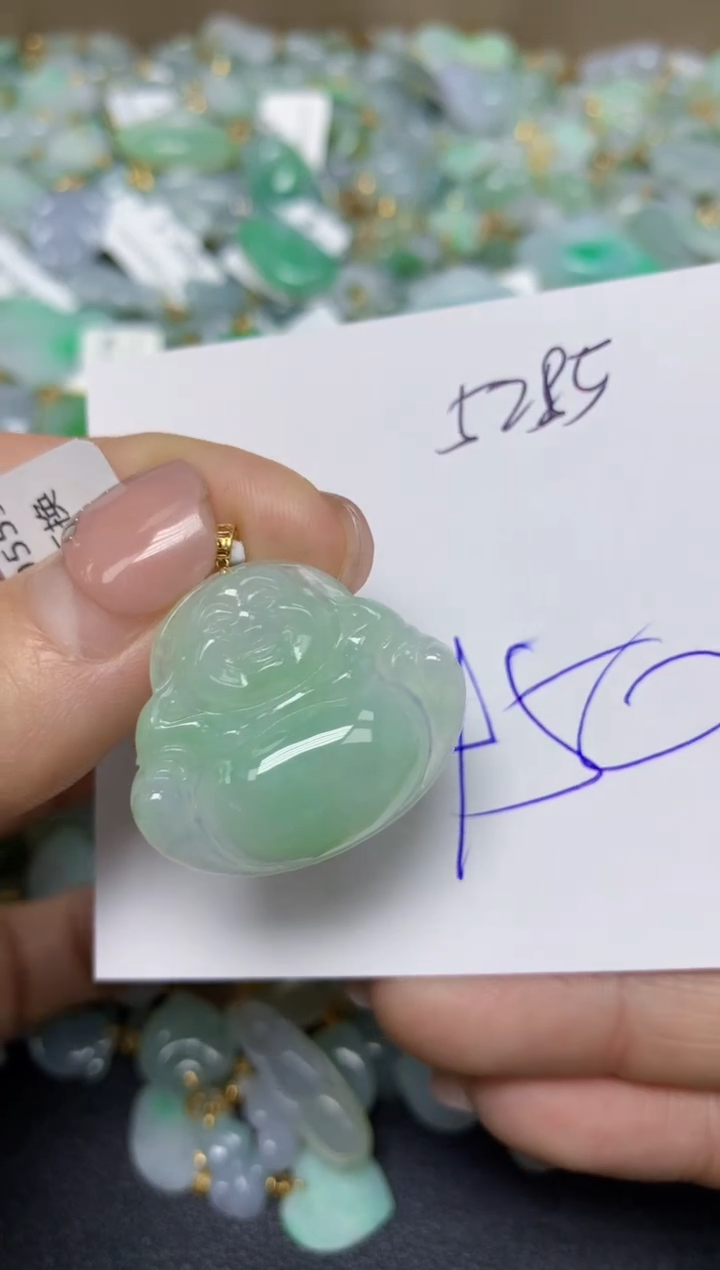 【闪购商品】翡翠挂件18K金镶嵌 天然翡翠A货