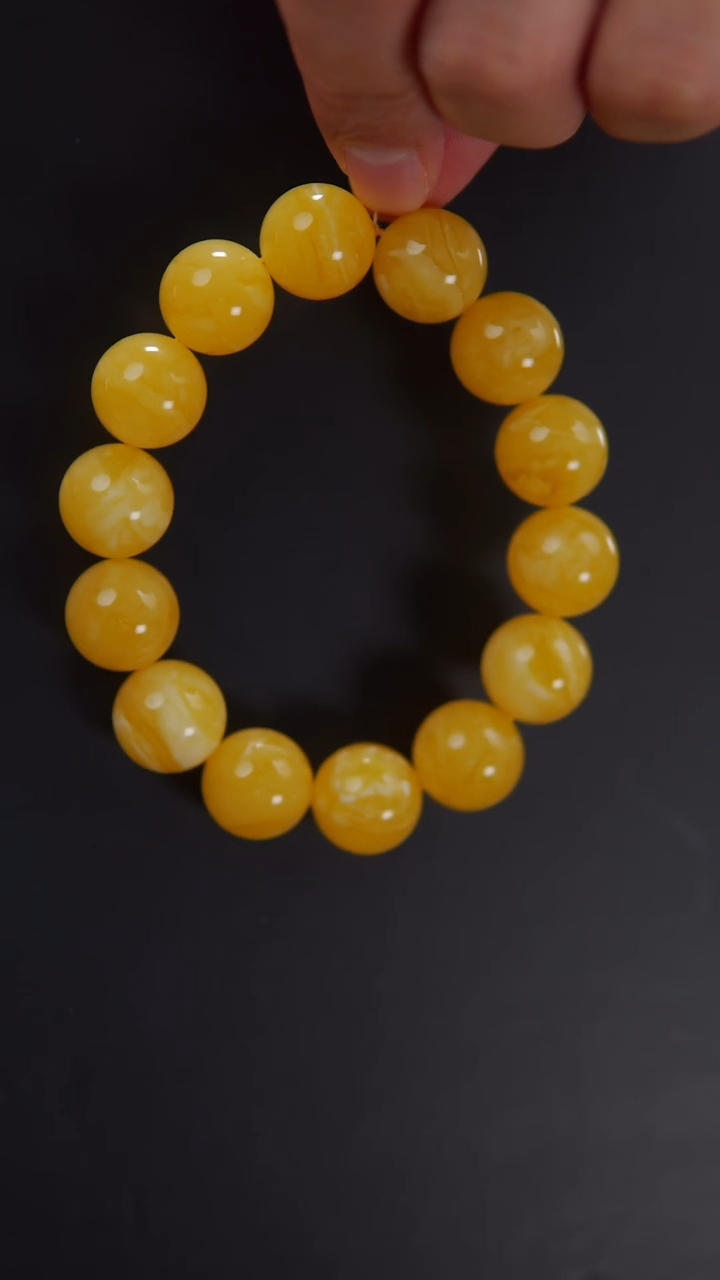 【闪购商品】蜜蜡手串未镶嵌焦皮料同料圆珠手串33.6