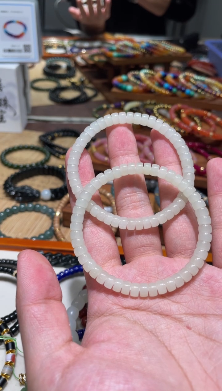 未镶嵌手串和田玉6mm和田玉白玉手串（多样性发其一）