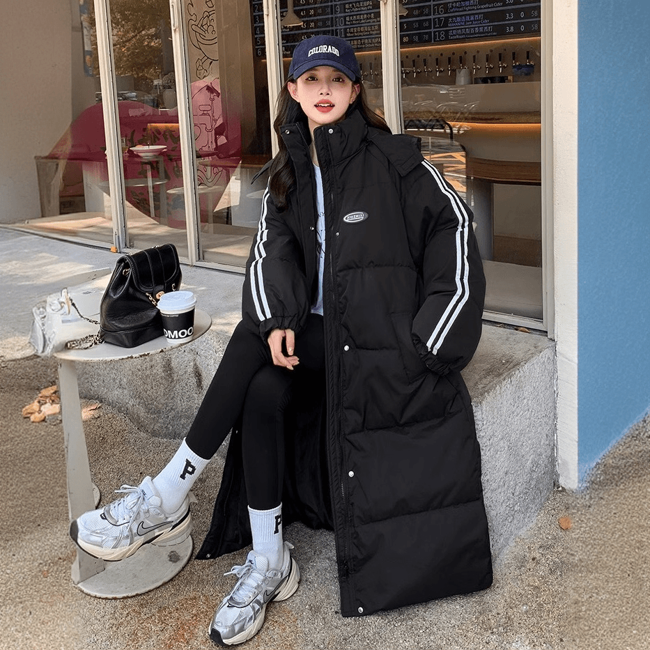 8609#过膝长款棉服女新款冬季韩版宽松加厚学生面包服外套冬装潮