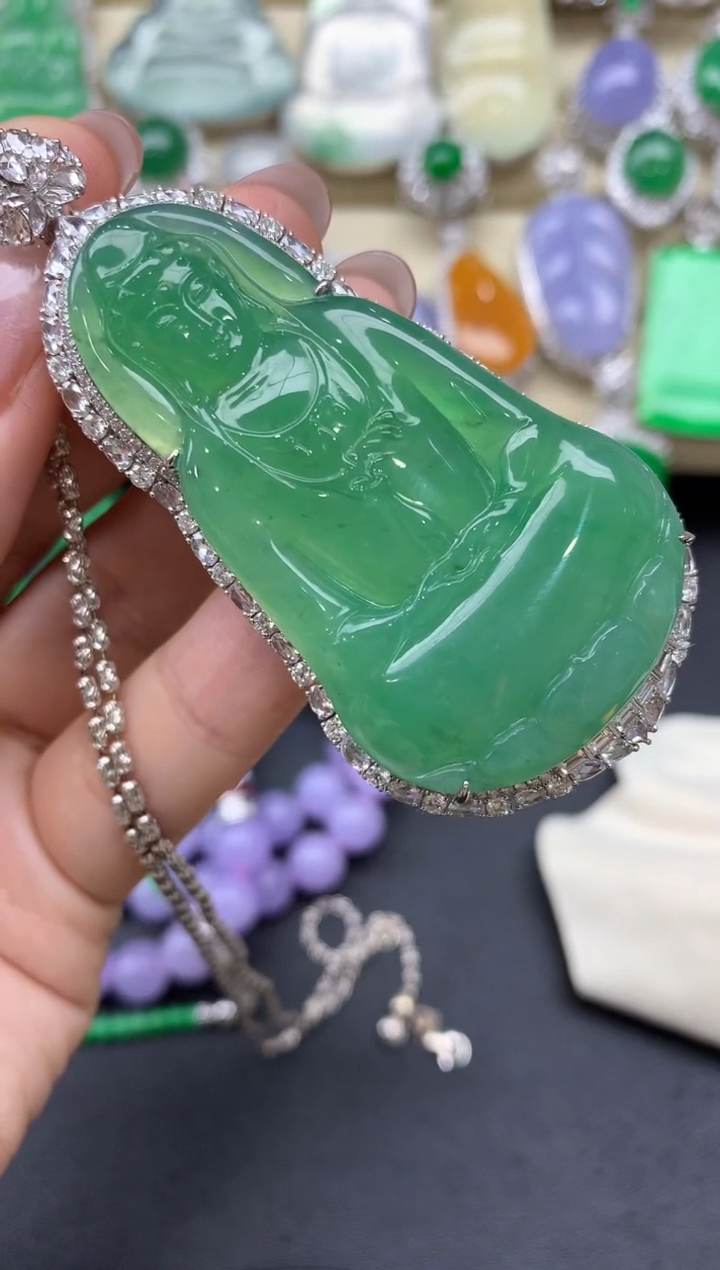 【闪购商品】翡翠吊坠(不含链)18K金镶嵌513-中国好珍宝