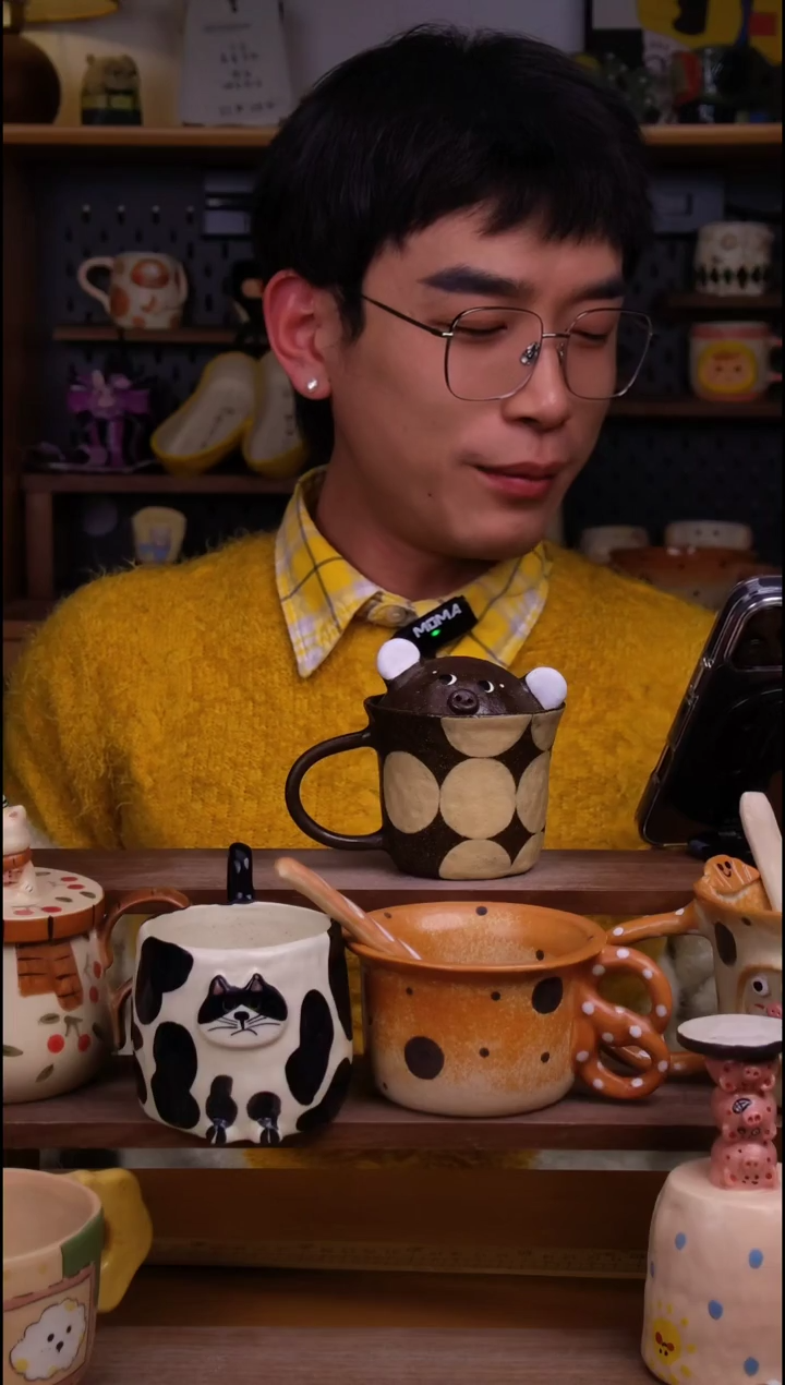 杯子陶景德镇可爱设计师款陶瓷（带盖杯）