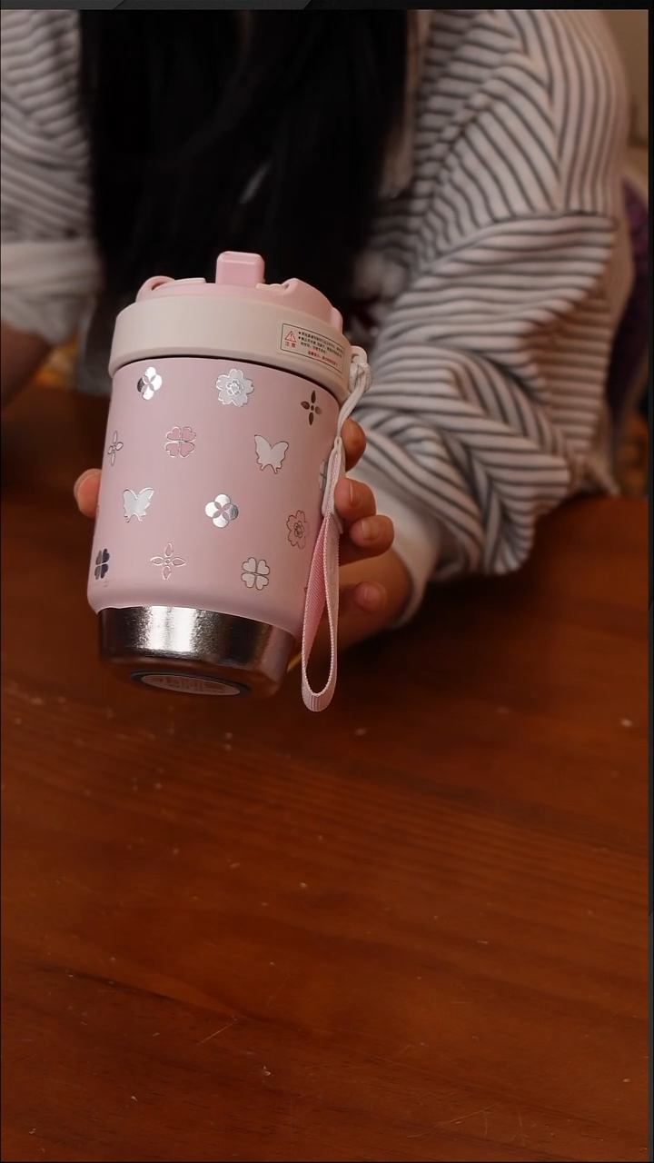 陶22-幸运蝴蝶纯钛保温杯500ml