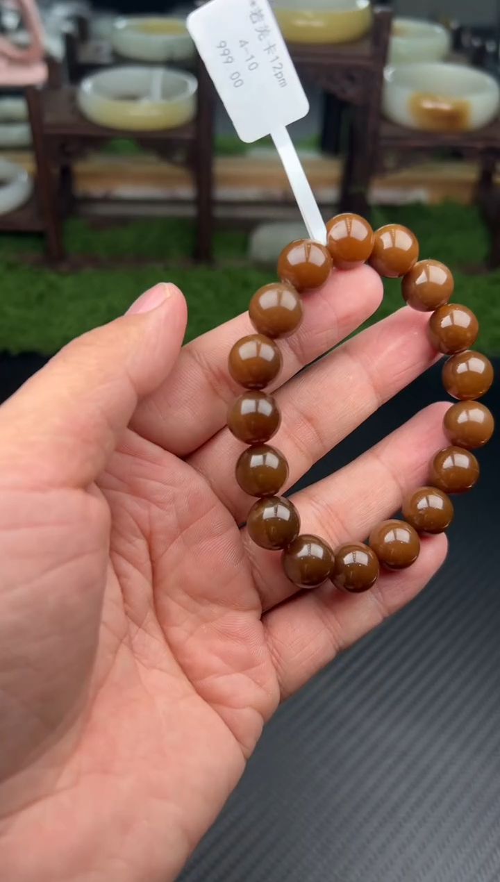 未镶嵌手串和田玉若羌微色差卡12