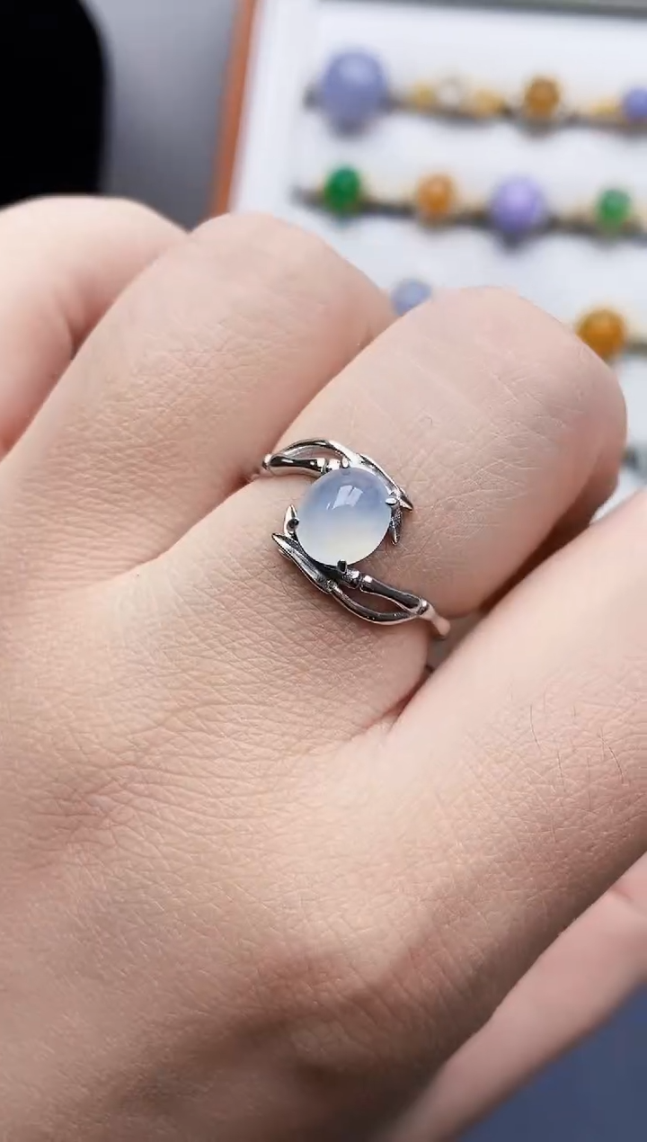 银S925镶嵌戒指翡翠3097