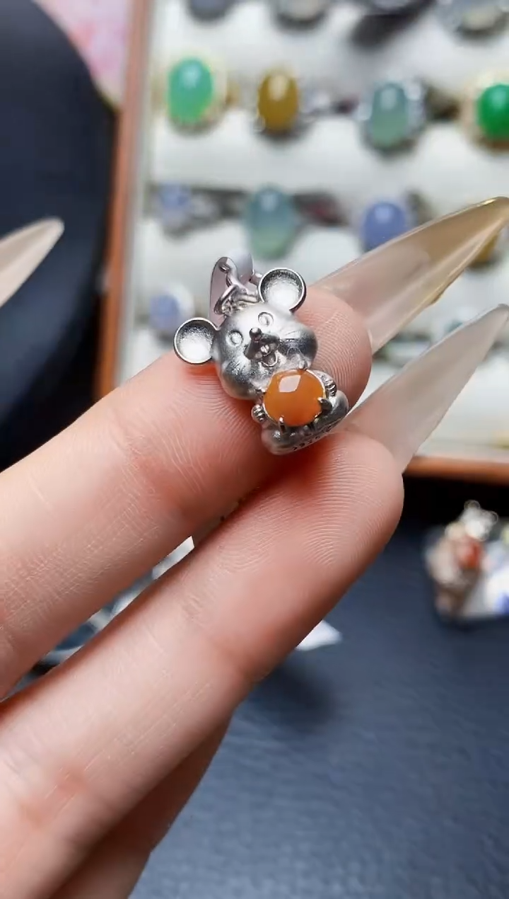 银S925镶嵌戒指翡翠3345