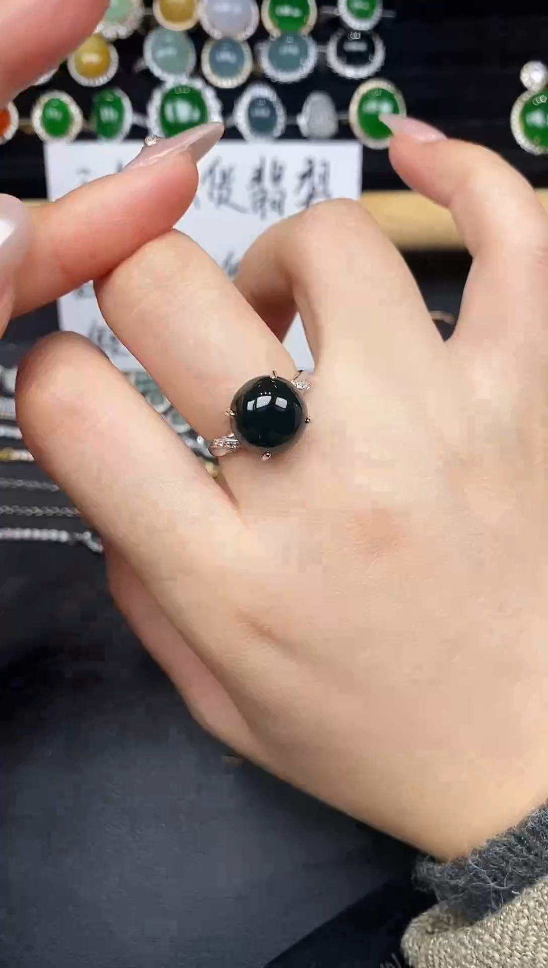 银S925镶嵌戒指翡翠278368