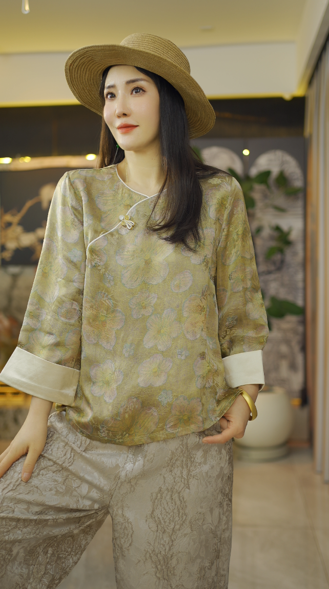 （成希）国风老钱风复古提花上衣新中式