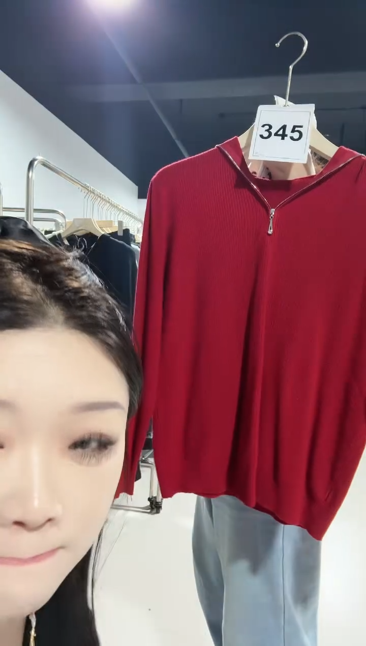 345-红色针织········