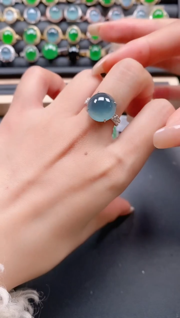 银S925镶嵌戒指翡翠111