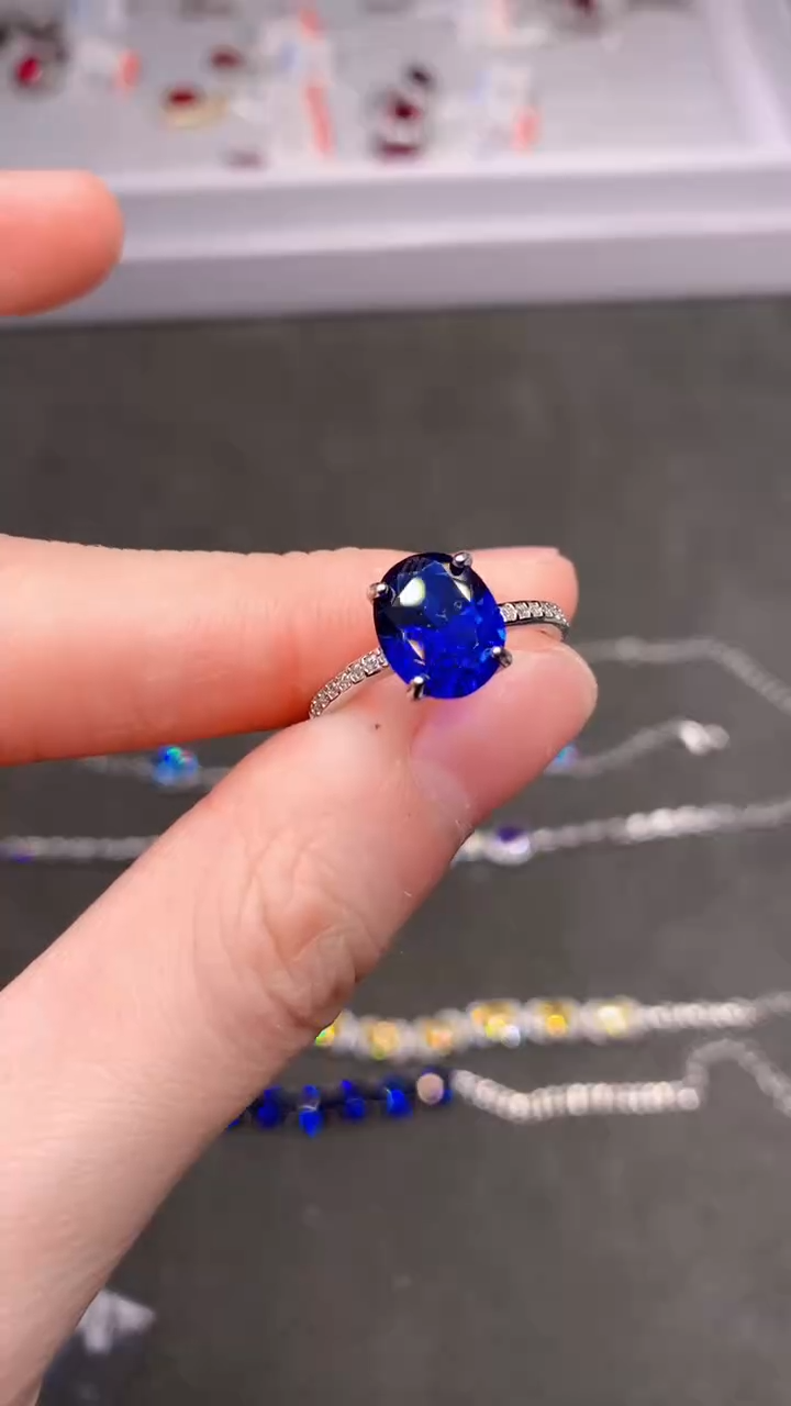 【闪购商品】蓝宝石戒指银S925镶嵌.....