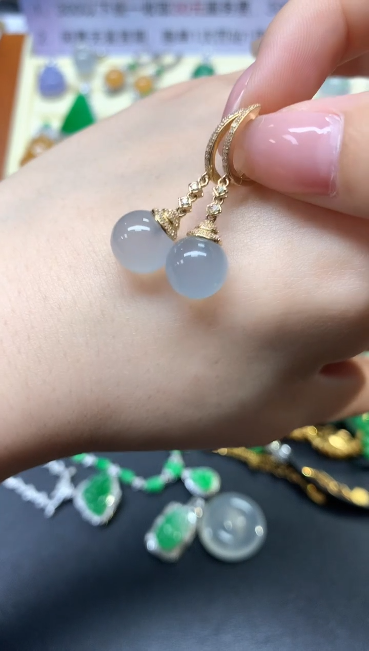 【闪购商品】翡翠耳饰18K金镶嵌耳饰|8800+880