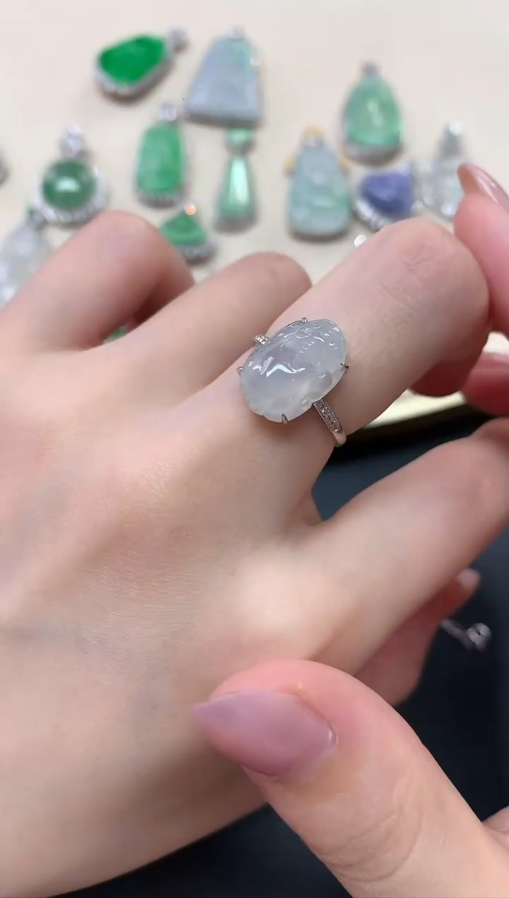 翡翠戒指18K金镶嵌W456|2980