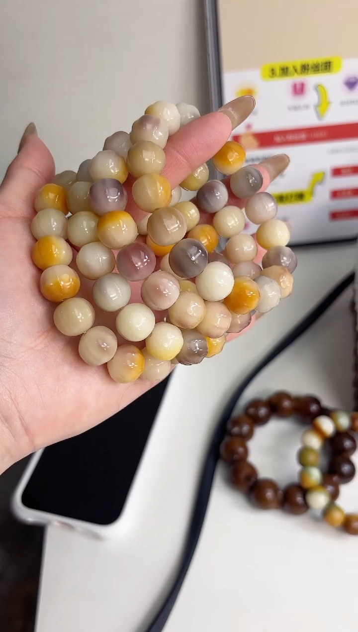 手串菩提根/象牙果沐e05紫美人玉化鲨鱼背12*13mm手串随机