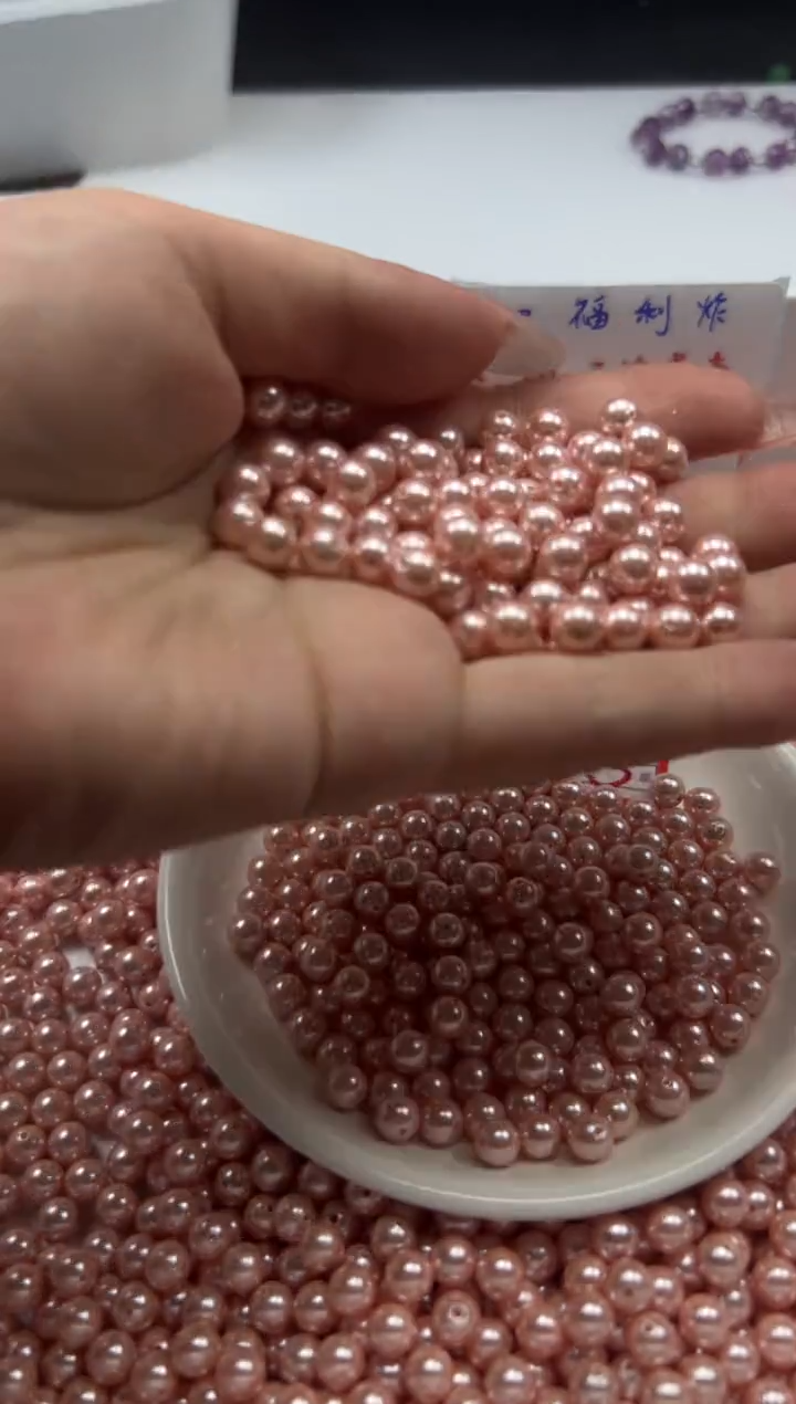 未镶嵌拼合珍珠（马贝珠）颈饰w265粉贝珠6mm*40颗