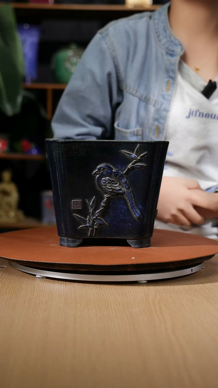 【石湾花盆】亚字型盆贴花399