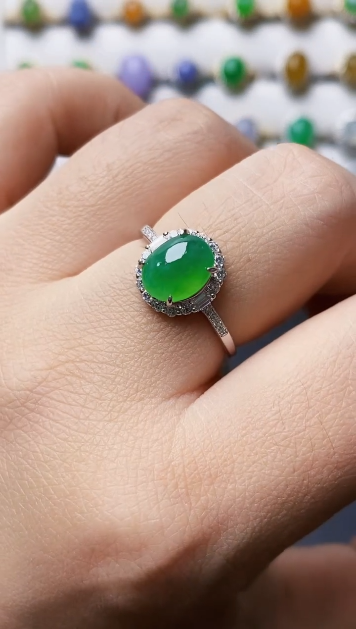 银S925镶嵌戒指翡翠0317