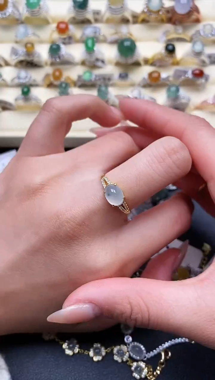 【闪购商品】翡翠戒指银S925镶嵌1111111+9