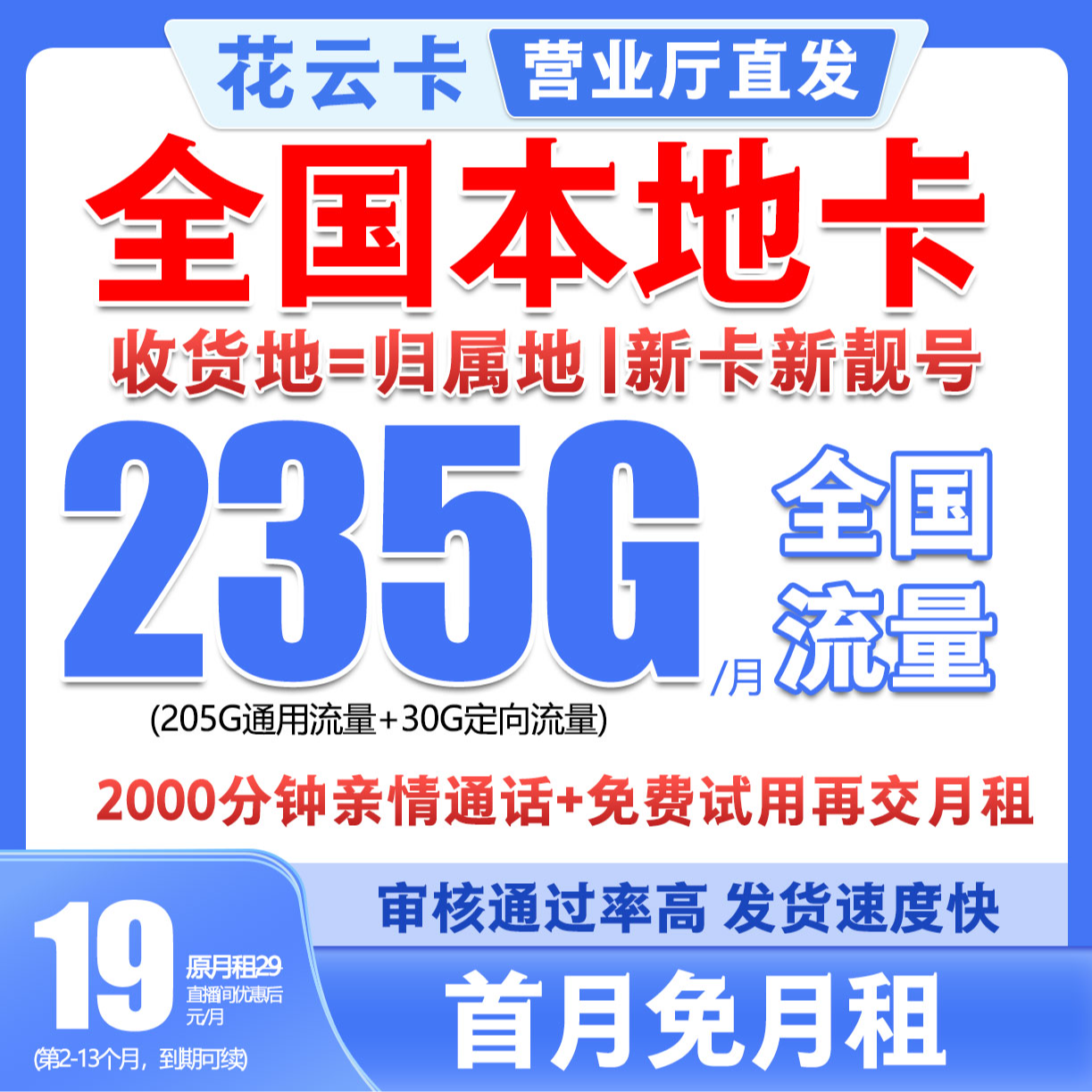 【19元月租235G】花卡流量卡手机卡学生校园卡电话卡5G号卡-1